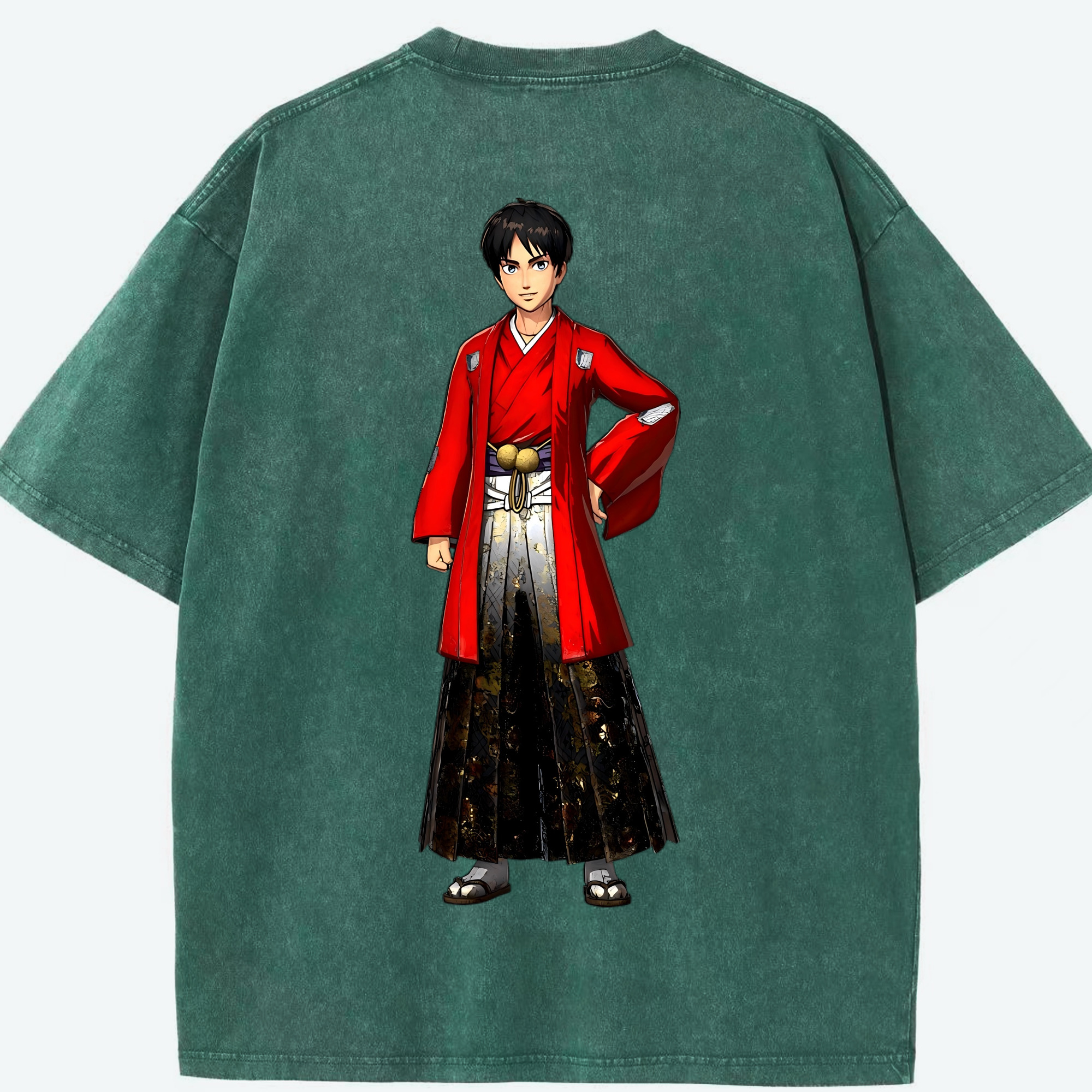 （画像用） 進撃の巨人 エレン･イェーガー Attack on Titan Eren Jäger 綿100% ヴィンテージ風 半袖Tシャツ（背面プリント）